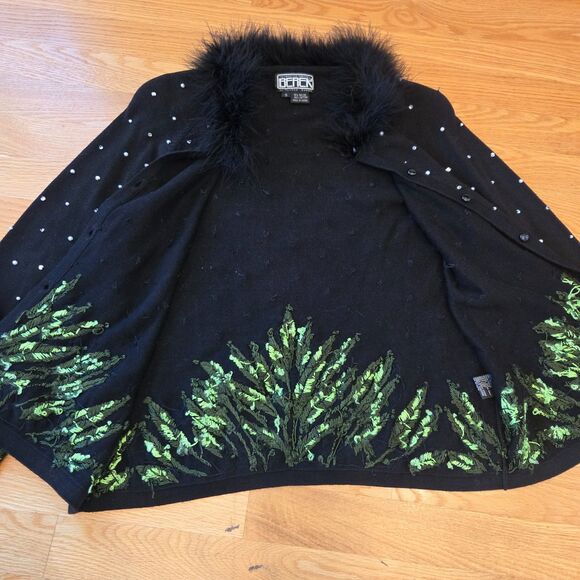 Vintage Berek Womens Sz S Sweater feather Collar Lily of the Valley Bell Flowers - Picture 8 of 12